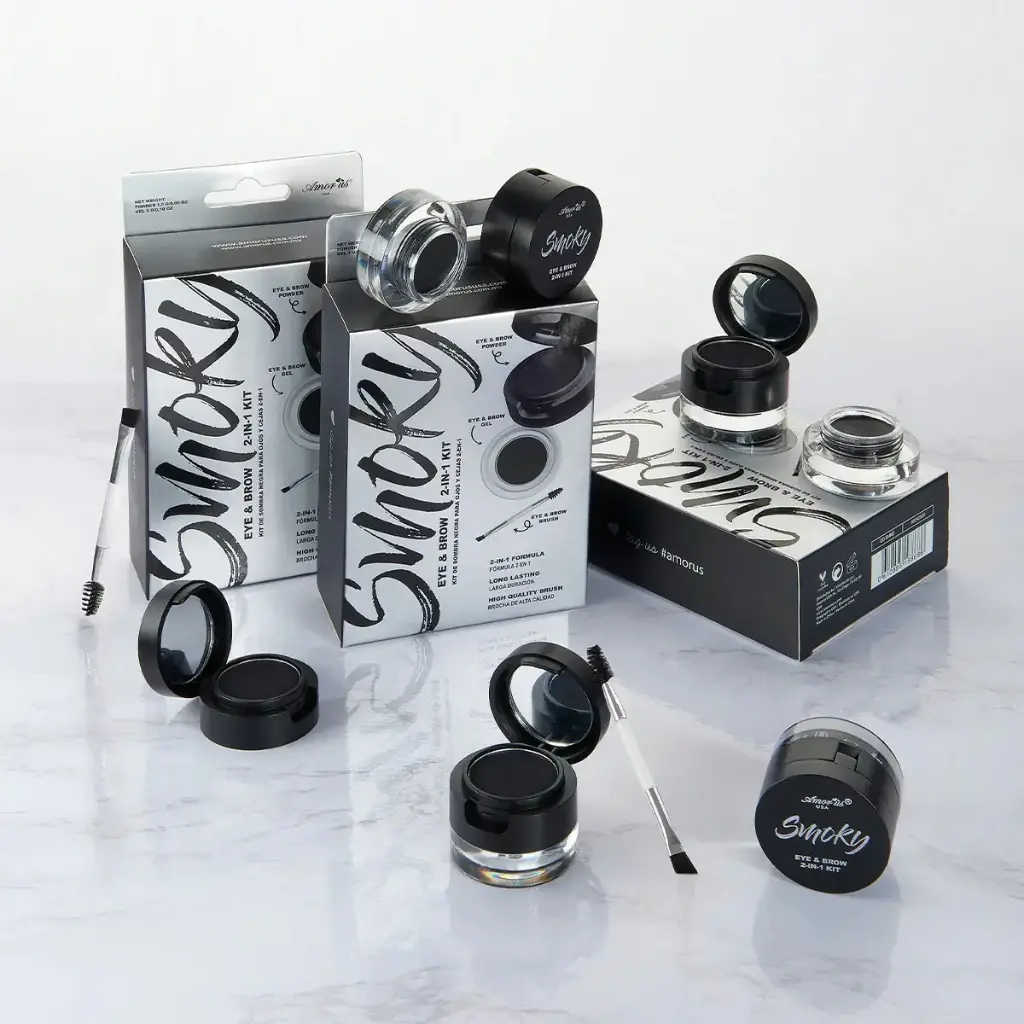AMOR US Smoky Eye & Brow 2-in-1 Kit Matte Black Finish – Delineador y Definidor de Cejas