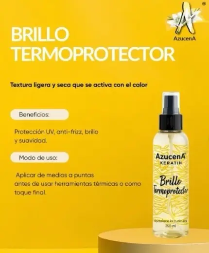 AZUCENA Brillo Termoprotector 250ml – Protege y Da Brillo al Cabello