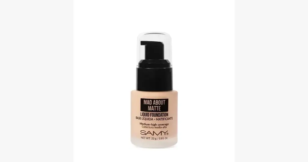 Base Líquida Matificante Samy #1.0 Light – Base de Maquillaje Control Brillo