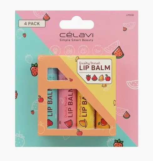CELAVI LIP BALM FRUITY BURST 4 PACK