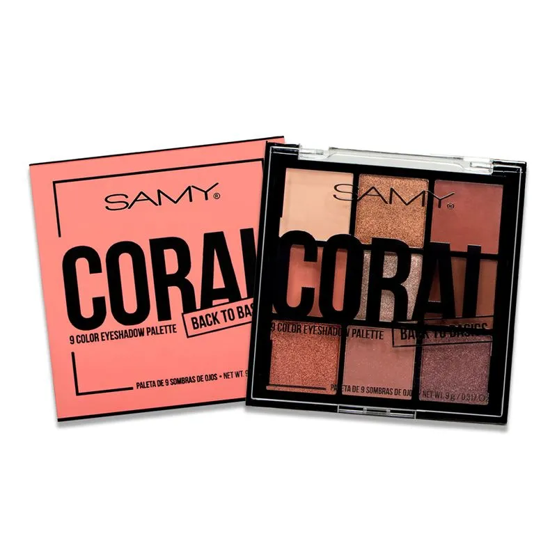 PALETA X 9 SOMBRAS DE OJOS SAMY # 12. CORAL
