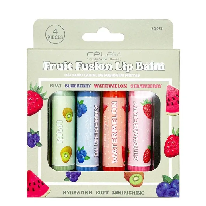 CELAVI Fruit Fusion Lip Balm 4pc