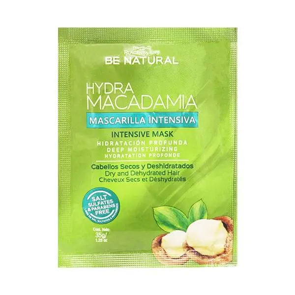 BE NATURAL Mascarilla Intensiva Hydra Macadamia 35 g – Hidratación Profunda y Reparación Capilar