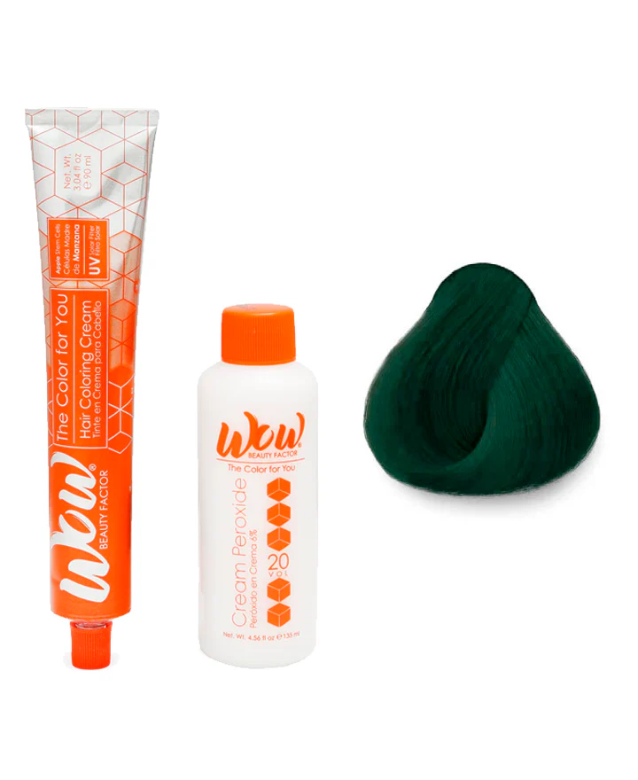 WOW Tinte en Crema para Cabello con Peróxido en Crema C.7 Verde Reflejo