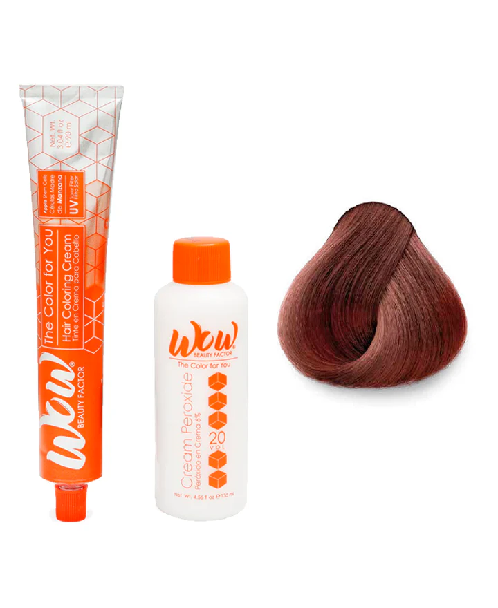 WOW Tinte en Crema para Cabello con Peróxido en Crema 7.52 Rubio Caoba Nacarado