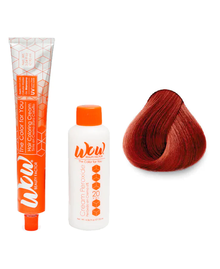 WOW Tinte en Crema para Cabello con Peróxido en Crema 7.66 Rubio Rojo Intenso