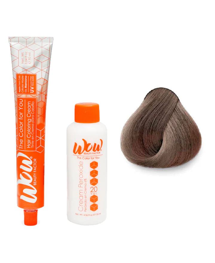 WOW Tinte en Crema para Cabello con Peróxido en Crema 7.12 Rubio Cenizo Nacarado