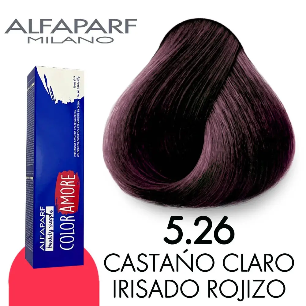 Tinte 5.26 Castaño Claro Irisado Rojizo 90 ml Color Amore de Alfaparf Milano – Coloración Permanente Profesional