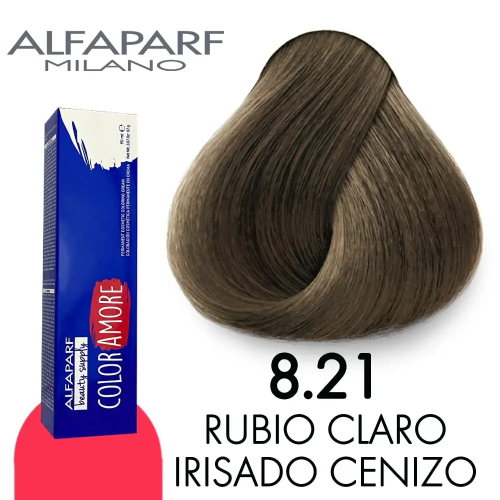 Tinte 8.21 Rubio Claro Irisado Cenizo 90 ml Color Amore de Alfaparf Milano – Coloración Permanente para Cabello