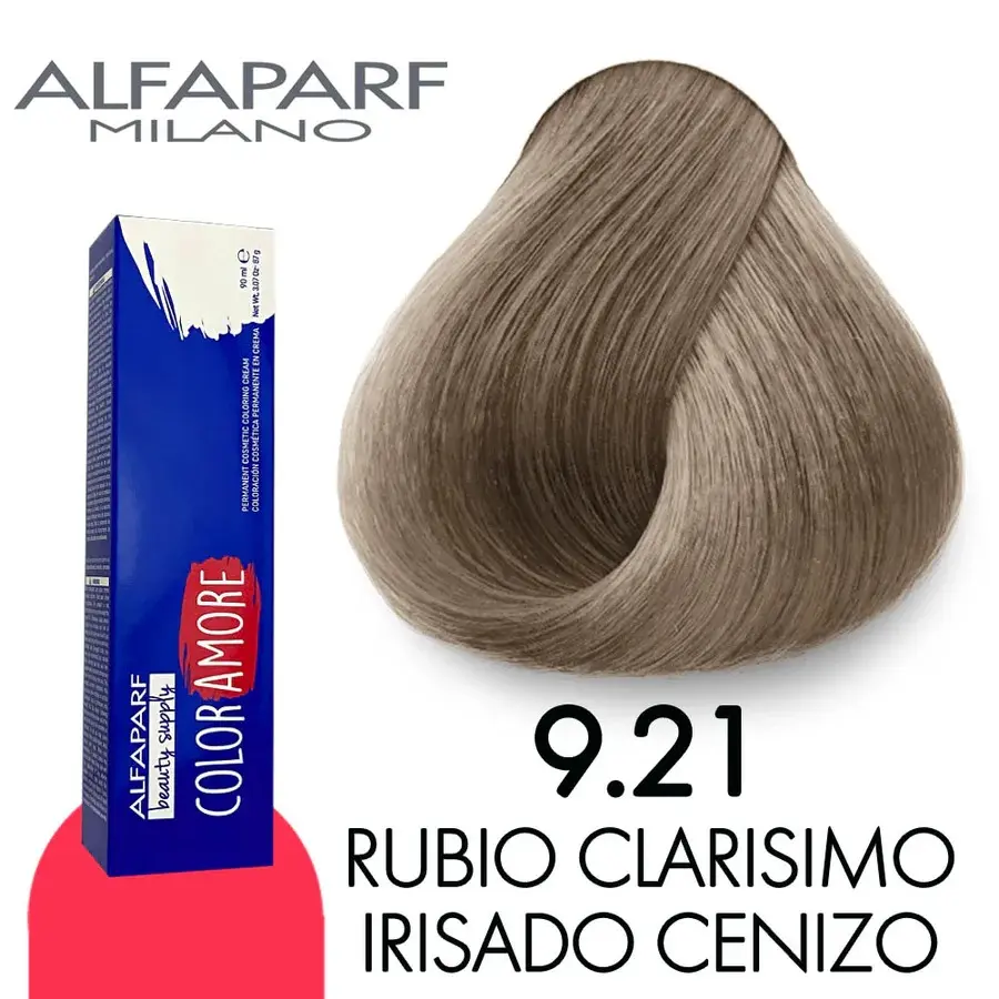 Tinte 9.21 Rubio Clarísimo Irisado Cenizo 90 ml Color Amore de Alfaparf Milano – Coloración Permanente para Cabello
