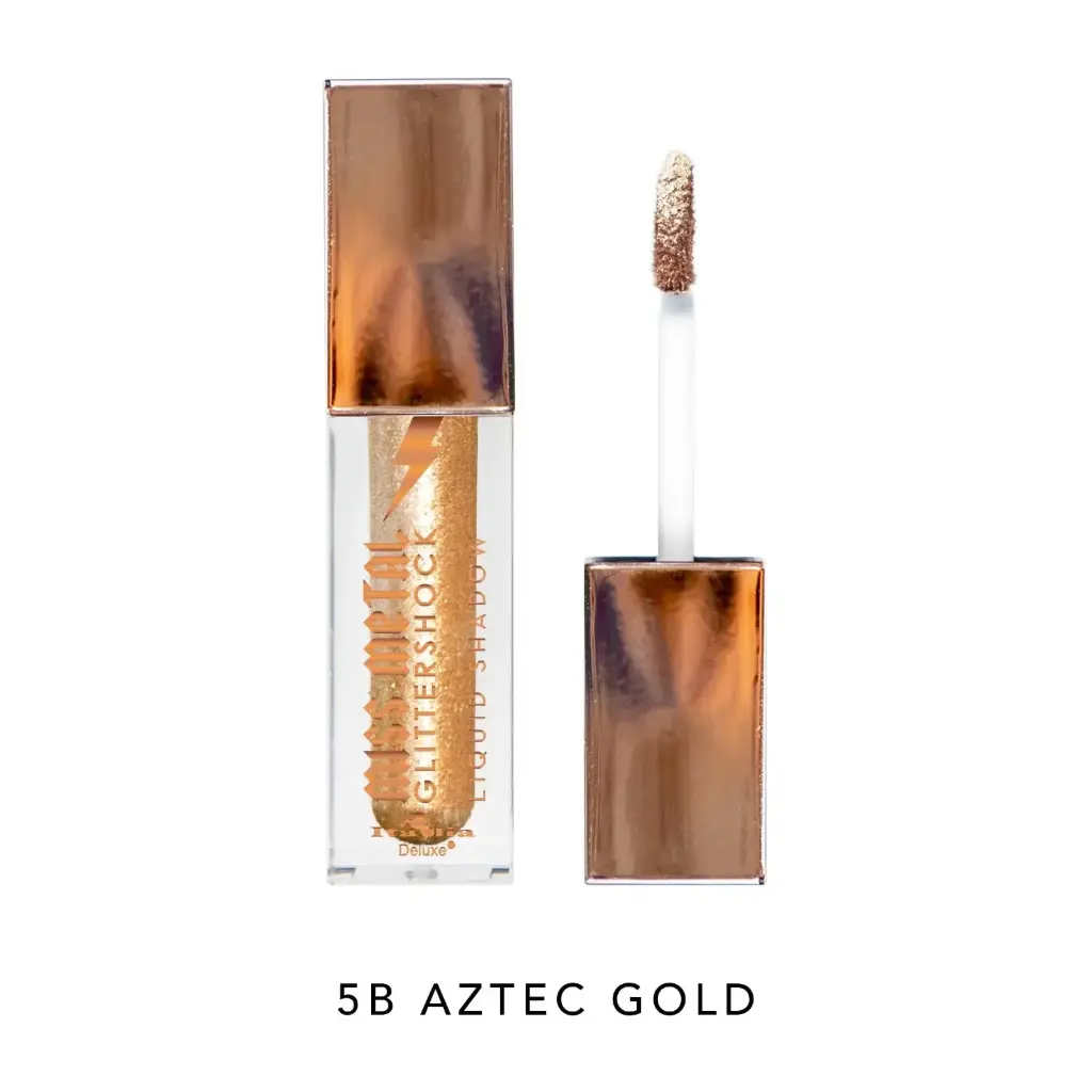 Italia Deluxe Miss Metal Glittershock 5B Aztec Gold – Sombra Líquida Metálica con Glitter para Ojos