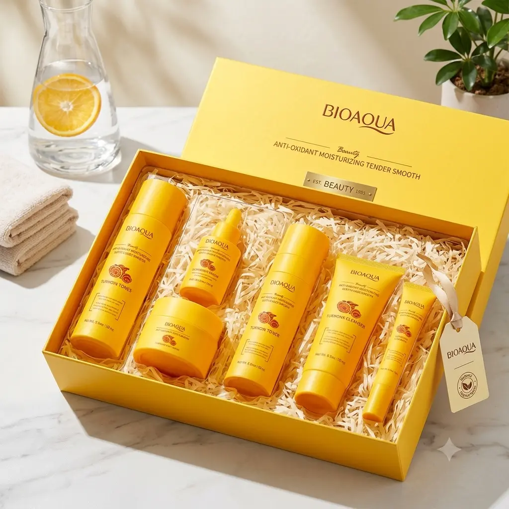 BIOAQUA Turmeric Anti-Oxidant Moisturizing Skin Care Six-piece Gift Set
