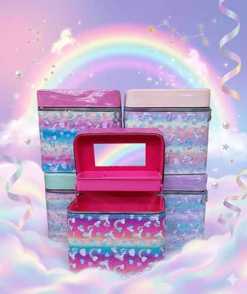 BELLAS MALETA MAQUILLAJE 2 PISOS UNICORNIOS