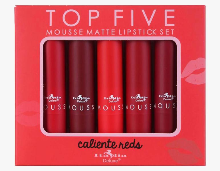 Italia Deluxe Mousse Matte Lipstick Set- Caliente Reds