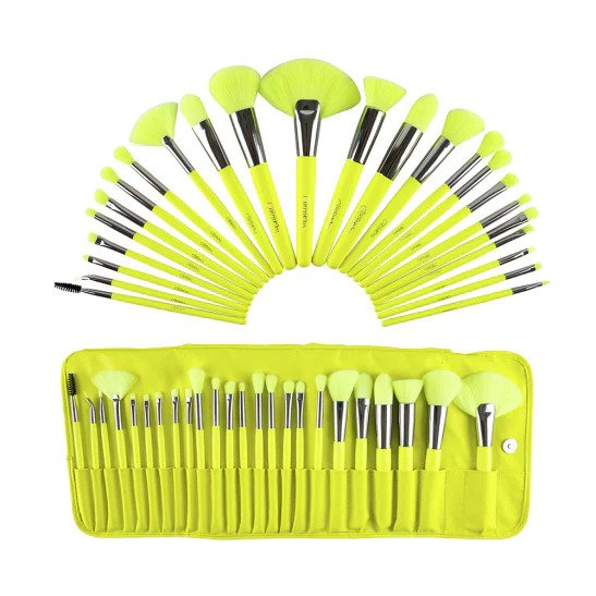 BEAUTY CREATIONS JUEGO DE BROCHAS DE 24 PIEZAS THE NEON YELLOW