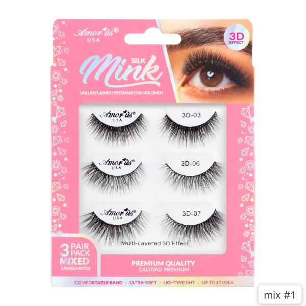 AMOR US MINK LASHES PACK 3D 3P MIX #1