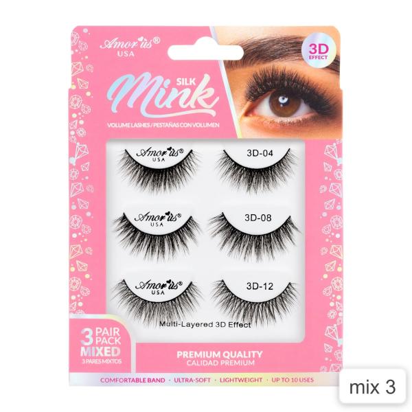 AMOR US MINK LASHES PACK 3D 3P MIX #3