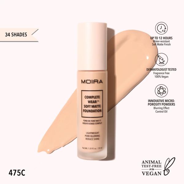 Moira Complete Wear Soft Matte Foundation (475C)