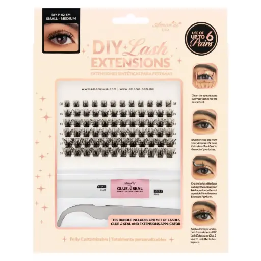 [610895190702] AMOR US DIY Lash Extensions Set 02 SM – Kit de Extensiones de Pestañas DIY