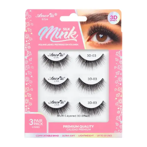 [681441561352] Amor Us 3D Silk Mink Lashes #03 – Pestañas Postizas Volumen Natural