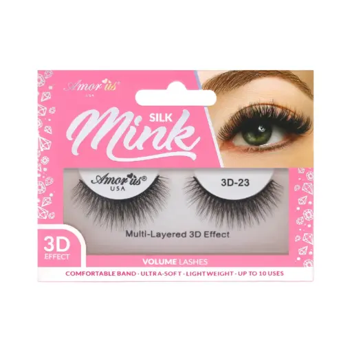 [681441562038] Amor Us 3D Silk Mink Lashes #23 – Pestañas Postizas Volumen Natural