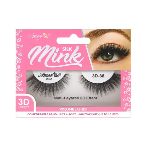 [681441562304] Amor Us 3D Silk Mink Lashes #38 – Pestañas Postizas Volumen Natural