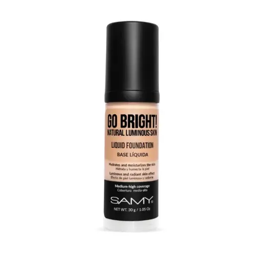 [7703378650237] Base Líquida Go Bright 30g Samy #0.0 Fair – Base de Maquillaje Iluminadora