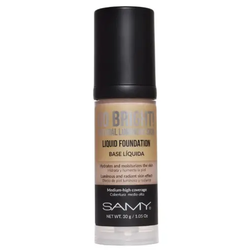 [7703378837669] Base Líquida Go Bright 30 g Samy #4.0 Medium Tan – Base de Maquillaje Iluminadora