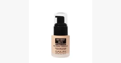 [7703378571860] Base Líquida Matificante Samy #1.0 Light – Base de Maquillaje Control Brillo