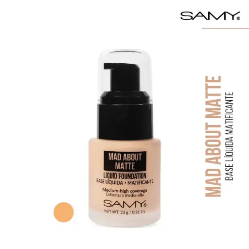 [7703378080553] Base Líquida Matificante Samy #2.0 Beige – Base de Maquillaje Control Brillo