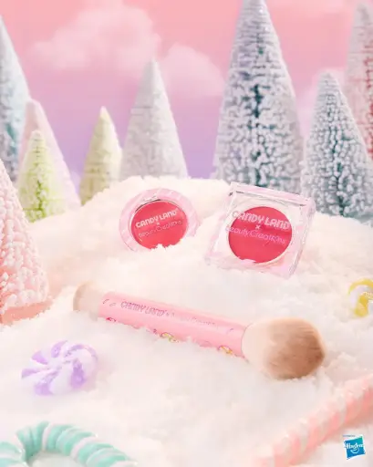 [810182143668] BEAUTY CREATIONS CANDY LAND SWEET SWIRL CREAM & POWDER BLUSH + BRUSH SET 3 PCS
