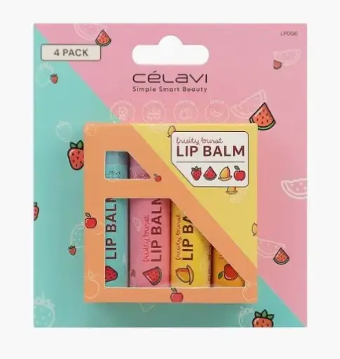 [641018459949] CELAVI LIP BALM FRUITY BURST 4 PACK