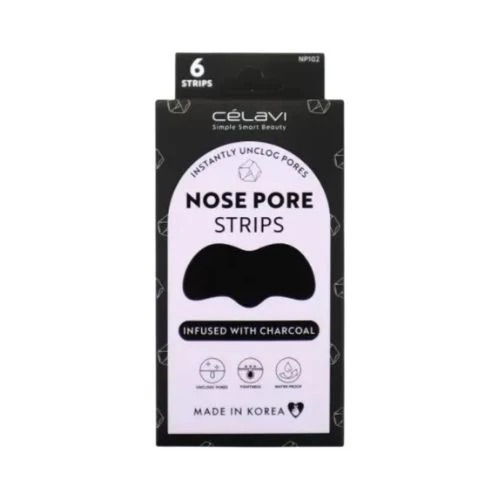 [641018701109] CELAVI NOSE PORE STRIPS INFUSED WITH CHARCOAL 6 STRIPS