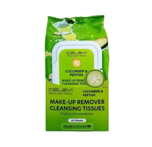 [641018701864] CELAVI TOALLITAS DESMAQUILLANTES CUCUMBER & PEPTIDE 60 SHEETS