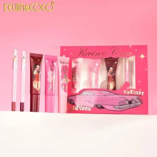 [6976289192573] KEVIN & COCO LIP GLOSS & LIP LINER SET 5 PCS