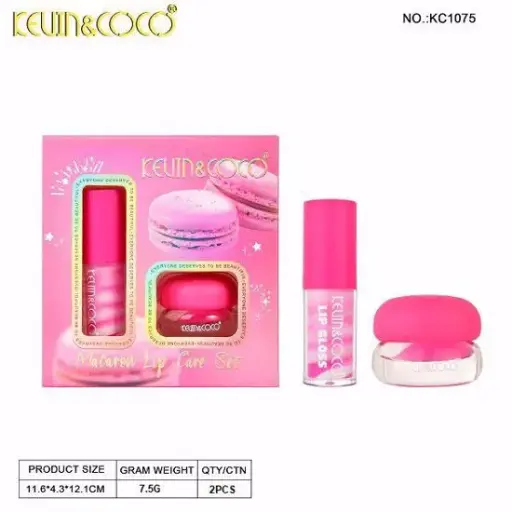 [6976289199800] KEVIN & COCO MACARON LIP CARE SET # RAINBOW CANVAS 2 PCS