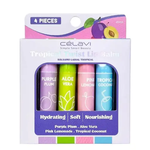 [641018501679] CELAVI Tropical Twhist Lip Balm 4pcs