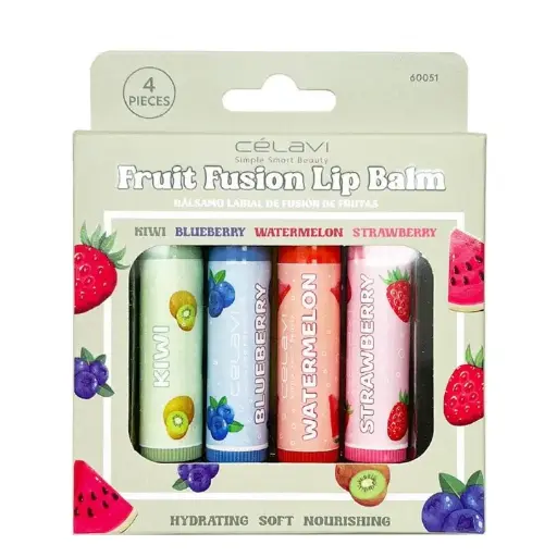 [641018501655] CELAVI Fruit Fusion Lip Balm 4pc
