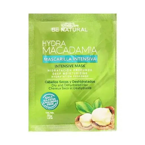[7756719017381] BE NATURAL Mascarilla Intensiva Hydra Macadamia 35 g – Hidratación Profunda y Reparación Capilar