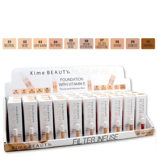 [742383189612] XIME BEAUTY FILTER INFUSE Foundation Whit Vitamin E TODOS LOS TONOS