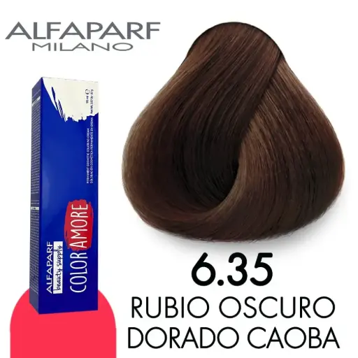 [8022297128122] Tinte 6.35 Rubio Oscuro Dorado Caoba 90 ml Color Amore de Alfaparf Milano – Coloración Permanente Profesional