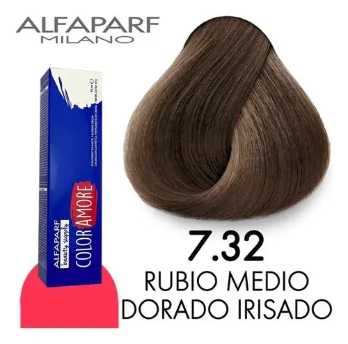 [8022297128191] Tinte 7.32 Rubio Medio Dorado Irisado 90 ml Color Amore de Alfaparf Milano – Coloración Permanente para Cabello