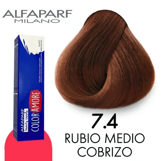 [8022297128160] Tinte 7.4 Rubio Medio Cobrizo 90 ml Color Amore de Alfaparf Milano – Coloración Permanente para Cabello