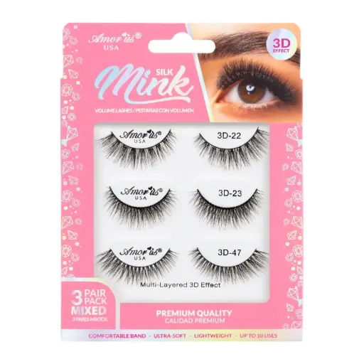 [610895186095] AMOR US Mink Lashes Pack 3D 3P Mix #4 – Pack de Pestañas Postizas Volumen 3D