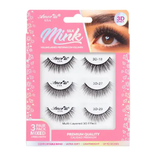 [610895182325] AMOR US Mink Lashes Pack 3D 3P Mix #2 – Pack de Pestañas Postizas Volumen 3D