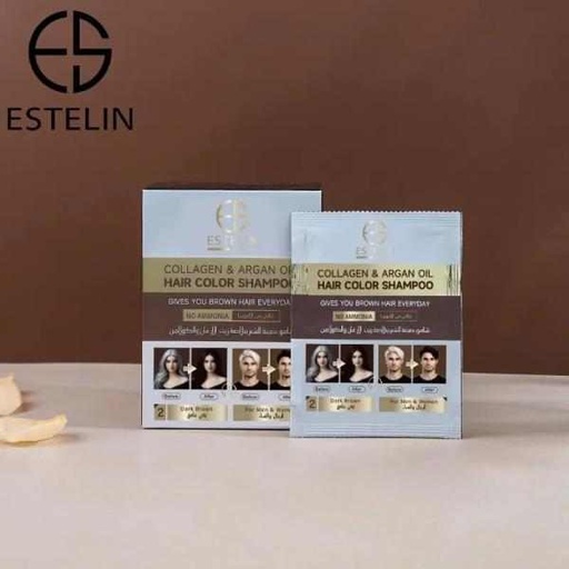 [6971764155616] ESTELIN HAIR COLOR SHAMPOO BROWN SACHETS 25ML
