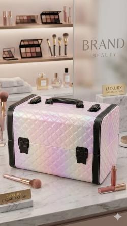 [6791235860357] BELLAS MALETA MAQUILLAJE MEDIANA 2 PISOS TORNAZOL ROMBOS